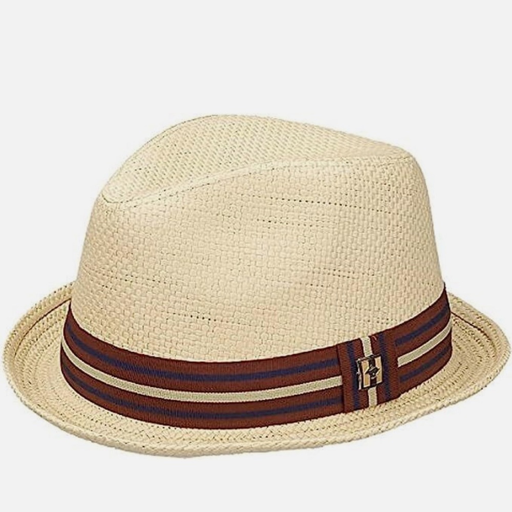 Peter Grimm Depp Mens Cream Fedora with Brown Band Hat